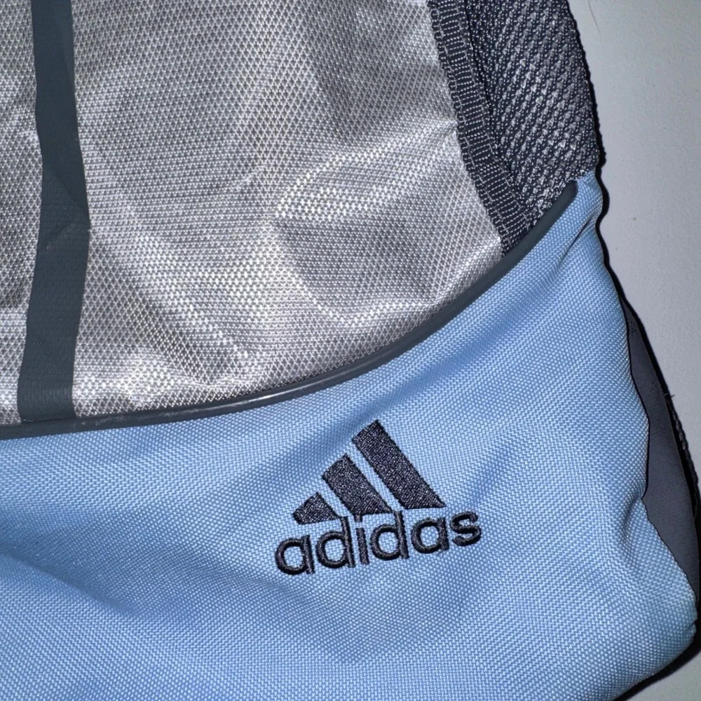 Adidas Alliance Drawstring Backpack Silver Blue OS Three Stripe Cinch Bag
